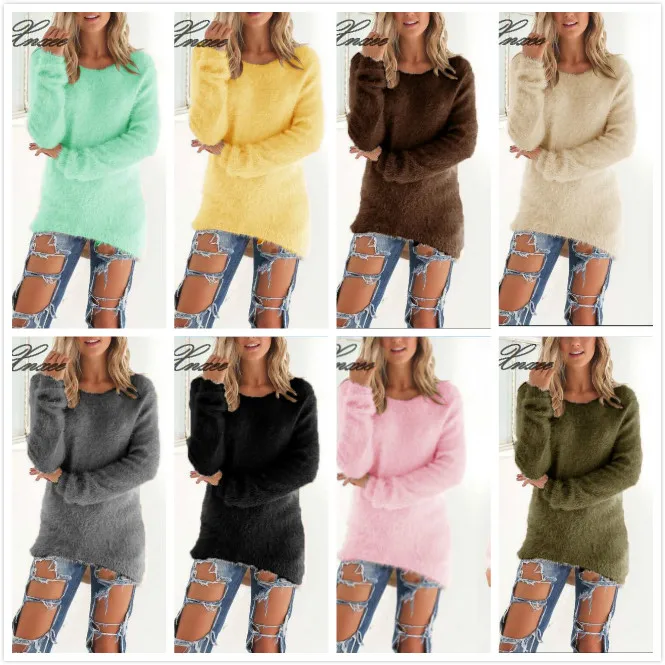 

Pullovers 2019 Autumn Winter Women's O-Neck Sweater Female Hedging Loose Pullover Casual Solid Sweaters