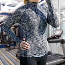 Спортивные топы, пробежек, занятий йогой, одежда быстросохнущая половина-застежка-молния тонкая спортивная тренировочная Толстовка с длинным рукавом Фитнес рубашка Спортивная одежда