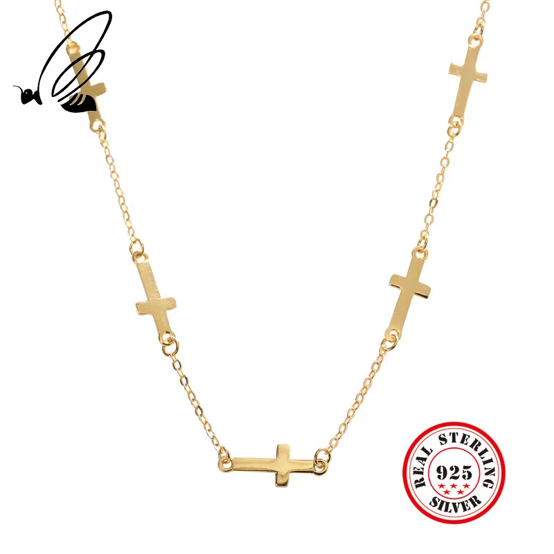 

Cross Female Short Paragraph 100% 925 Sterling Silver Fine Jewelry Sweet Simple Wild Chains Necklace For Women Gift
