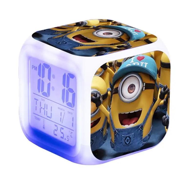 

Kids Alarm Clock Glowing LED Light 6 Color Change Minions Digital Alarm Clock Children Toys Reloj Despertador Saat Wekker Reveil