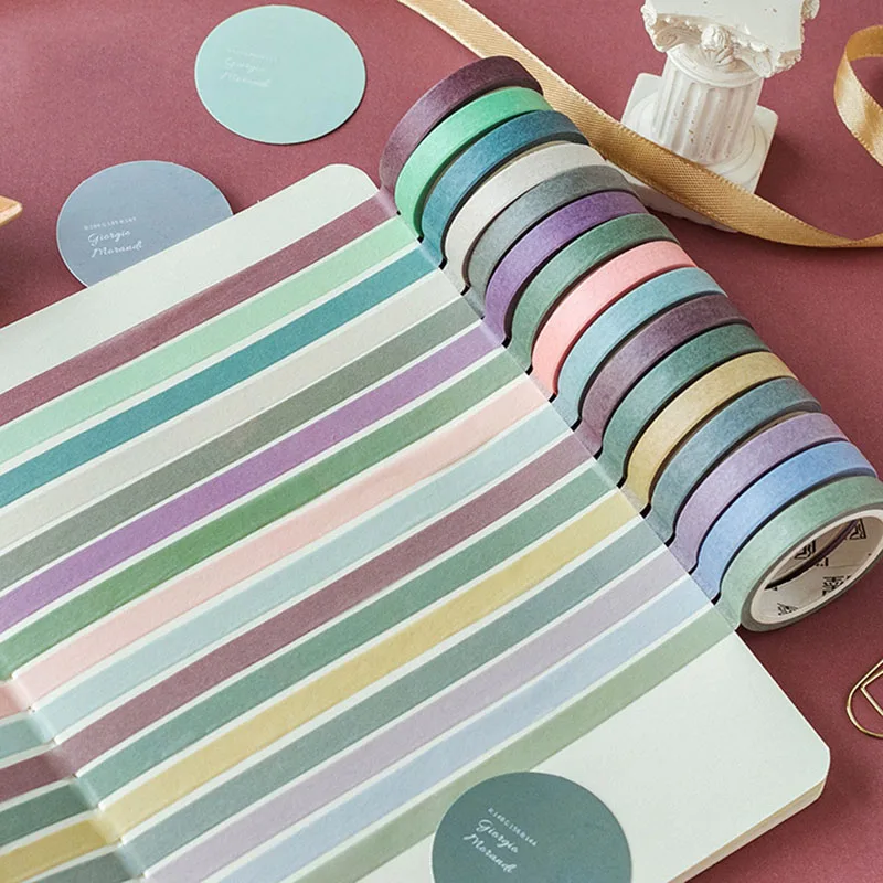 

5m Morandi Series Washi Tape Rainbow Colors Decorative Adhesive Masking Tapes For Scrapbooking Diary Diy Albums Stationery Gift