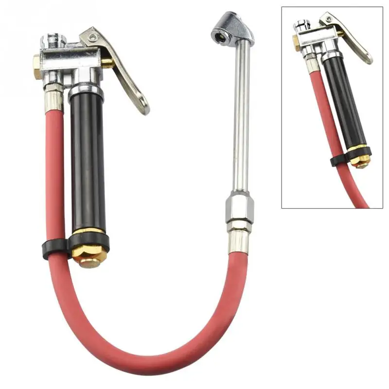 

New Dual Chuck Car Air Tire Inflator Pressure Filler Hose Compressor Tool Gauge