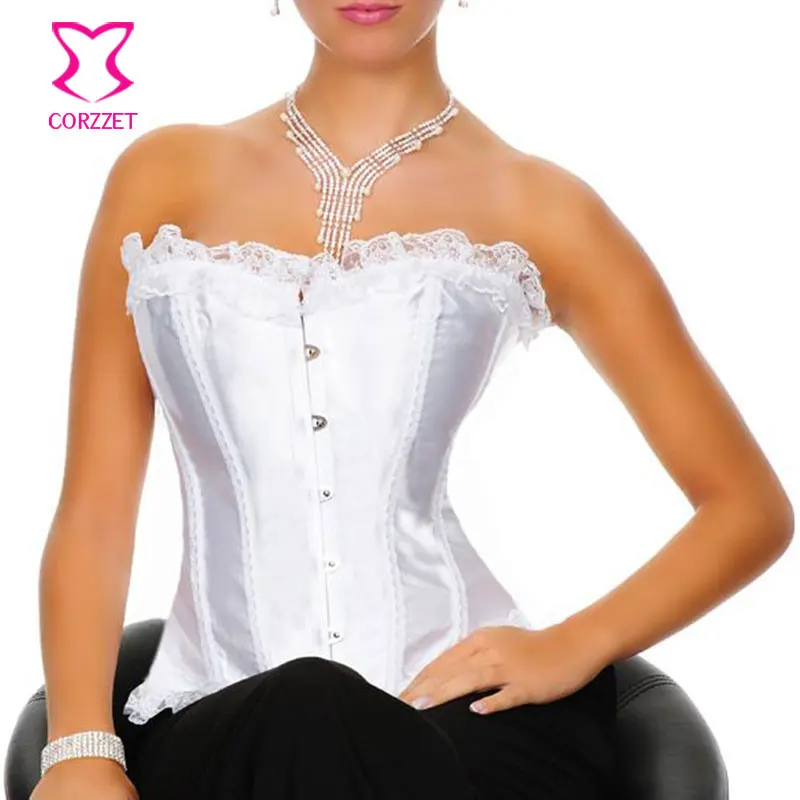 

Bridal Wedding White Corset Bustier Push Up Sexy Lingerie Women Gothic Corsage Overbust Corpete Corselet Korse Corses Para Mujer