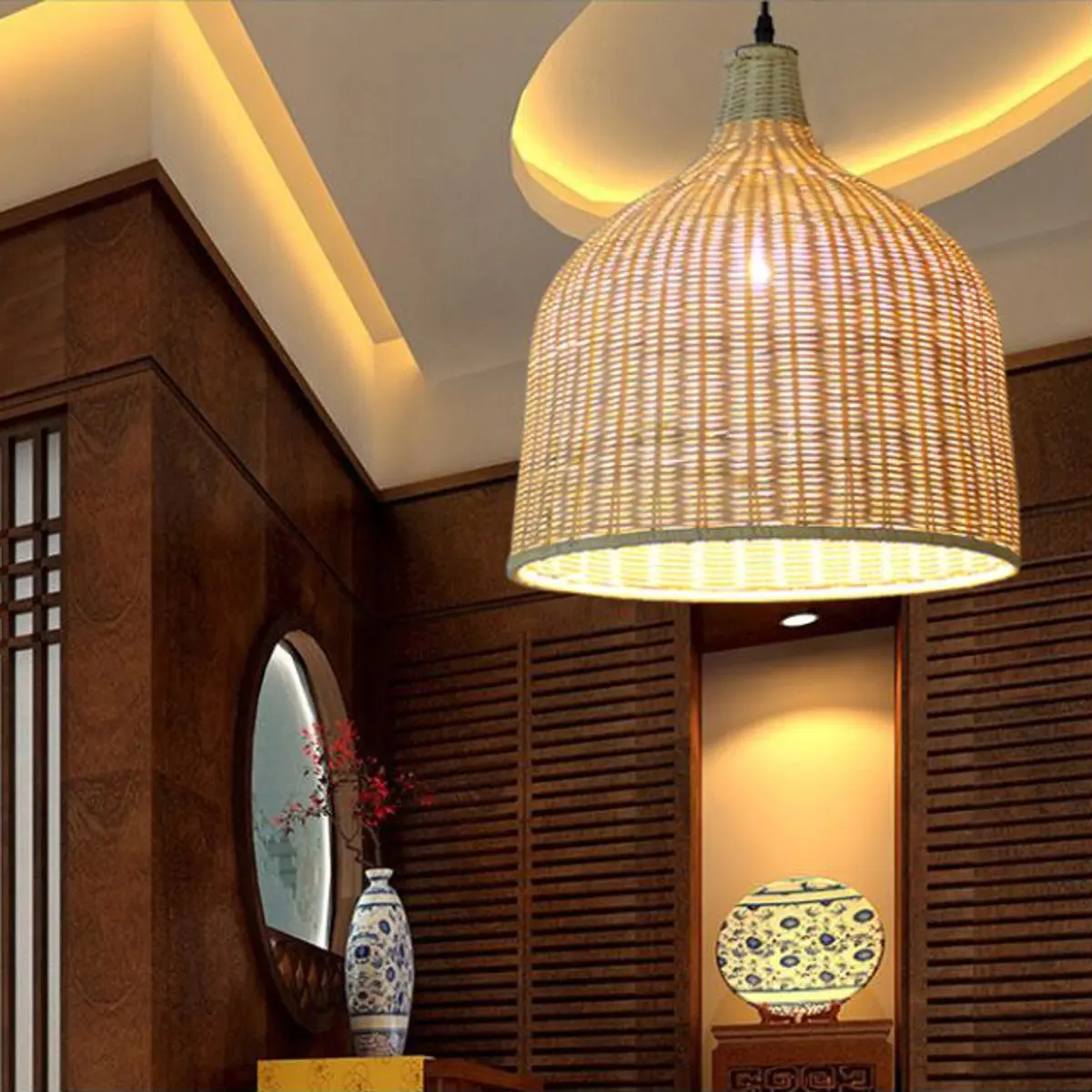  Modern Rattan Pendant Light Lamp Home Room Teahouse Decoration Fixture Bar Indoor Lighting Handmade - 32990300272