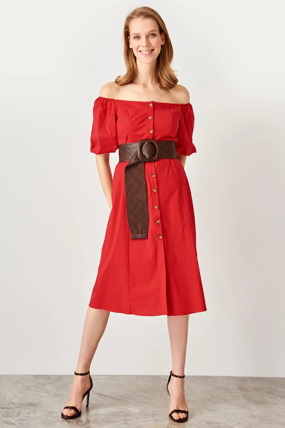 

Trendyol Red Button Detail Dress TWOSS19BB0152