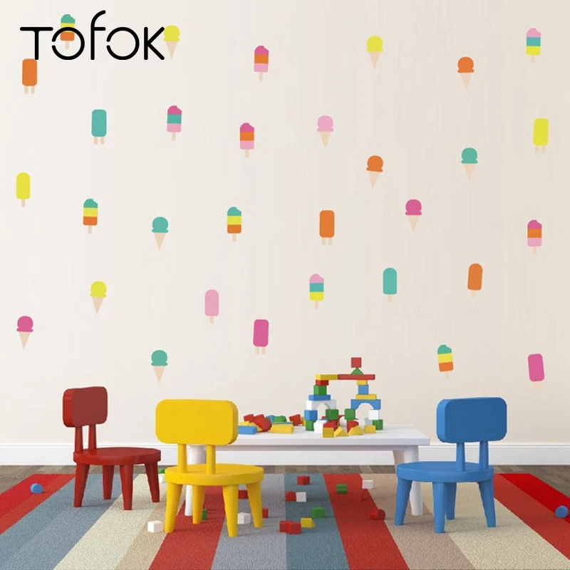 

Tofok Colorful Ice-lolly DIY Wallpaper Summer Ice-cream Kid Room Living Room Vinyl Adhesive Wall Sticker Cabinet Door Tile Decor