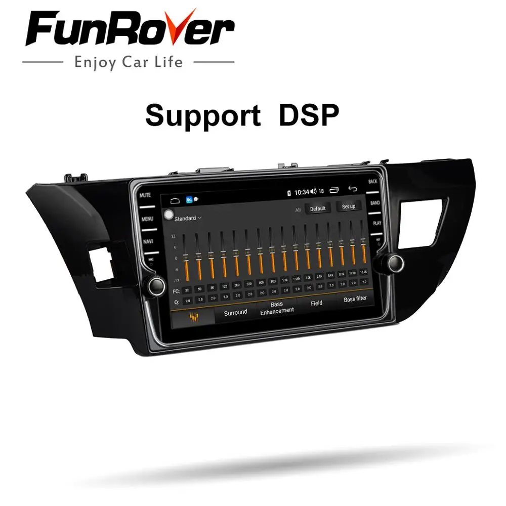 Cheap Funrover 9" android 9.0 2 din Car Radio Multimedia Player For toyota corolla 2013 2014 2015 dvd gps navigation DSP 4G 64G SIM BT 4