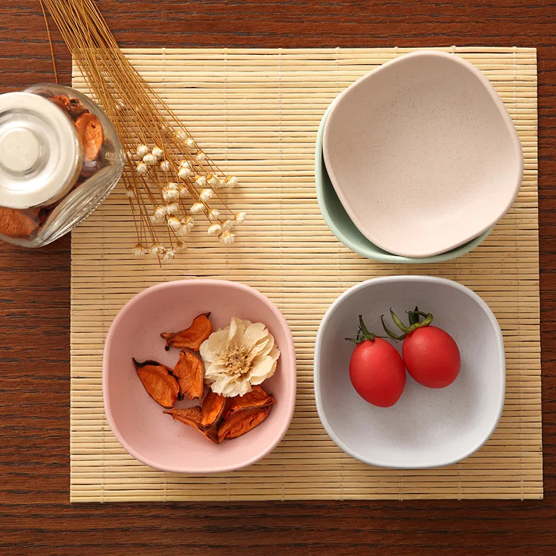 

Bamboo Fiber Plate 4 Color Wooden Plates Fruit Plate 4 Pcs/set Healthy Spice Plate Food Container Sauce Dish 9.5*3 cm