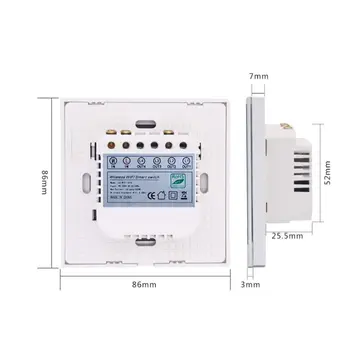 

Wifi Switch Eu Standard 3 Gang 1 Way Light Switch Wall Contact Smart Switch Via Android/Ios Control Eu Plug