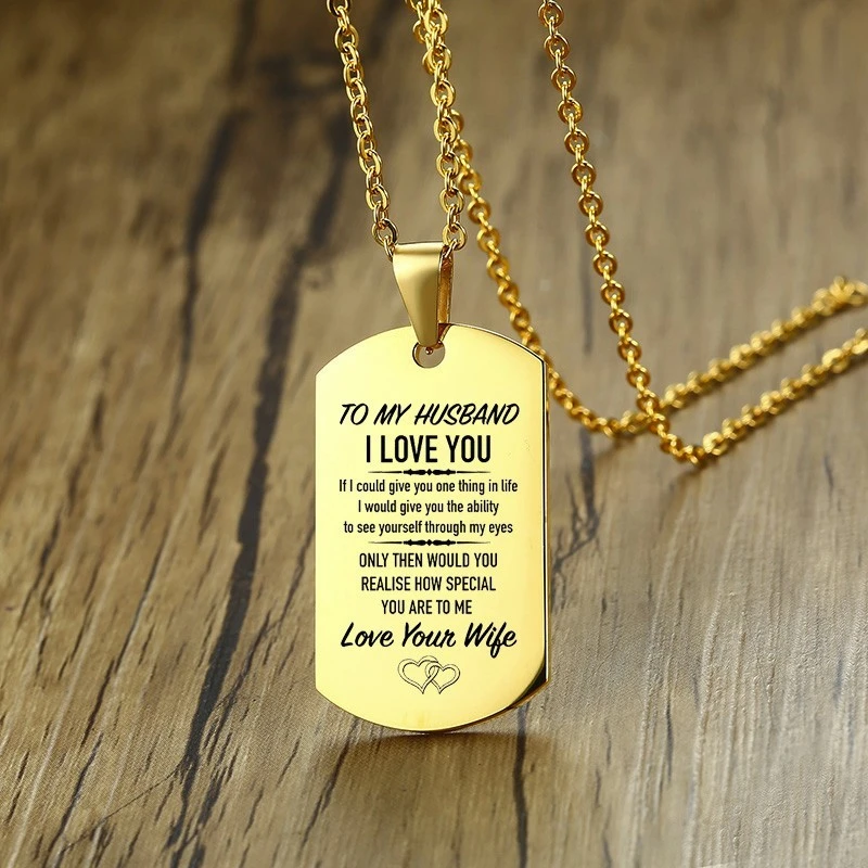 Golden Stainless Steel Husband Necklace To My Husband Dog Tag 