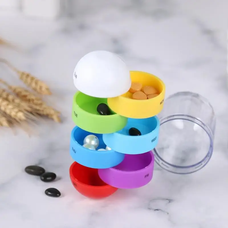 

Multicolour 7 Grids Pill Case Mini Container Drug Tablet Storage Box Medicine Case Dispenser Organizer Pills Box Case Holder