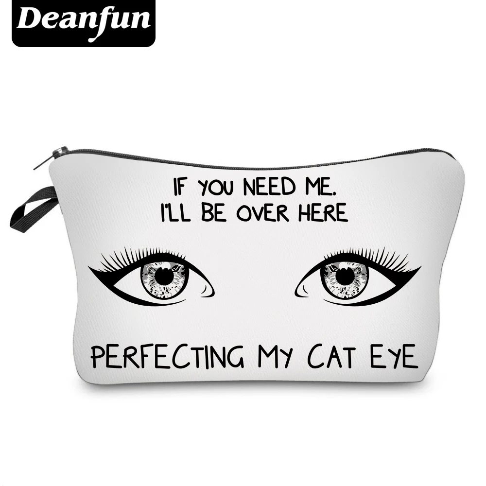 

Deanfun 3D Printing Cosmetic Bag Letter Eyes Pattern Simple White Travel Women Makeup Organizer 50955 #