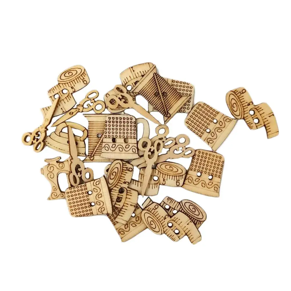 

Natural Wood Sewing Buttons Tools Scrapbooking DIY Carfts Handmade Decorative Buttons 50pcs /set