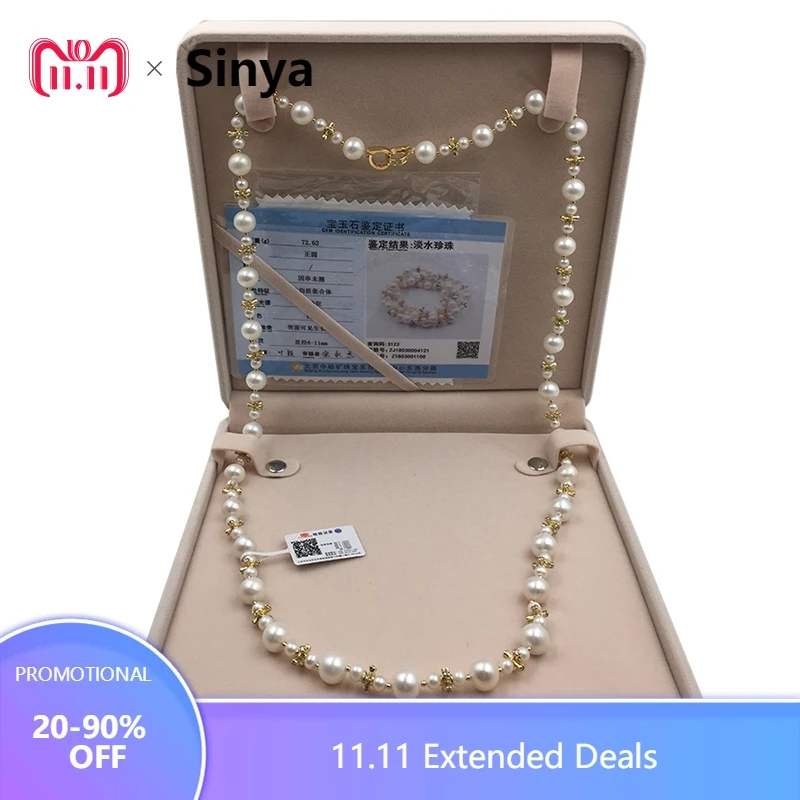 Sinya Pearl Sweater chain necklace Round Natural pearls strands long necklace for Women Girl Mum lover length 85cm dia 10-11mm Sinya Pearl Sweater chain necklace Round Natural pearls strands long necklace for Women Girl Mum lover length 85cm dia 10-11mm