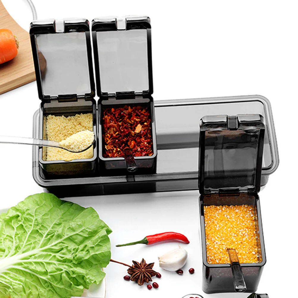 

1 PC Practical Plastic Seasoning Box Moisture-Proof Storage For Sugar Salt Seasoning Tank Dust-Proof Kitchen Organizer