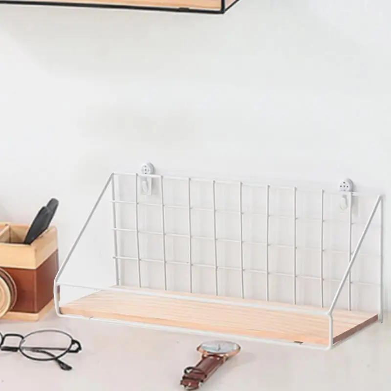 AUGKUN خشبية الحديد رف جدار الحائط تخزين الرف منظمة لغرفة النوم المطبخ ديكور المنزل كيد غرفة DIY الجدار الديكور