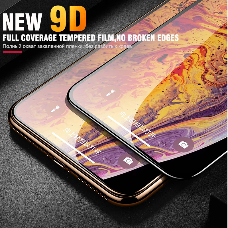 9D Закаленное стекло пленка для iphone X 10 Xs Xr Max Полное покрытие экрана протектор на 6