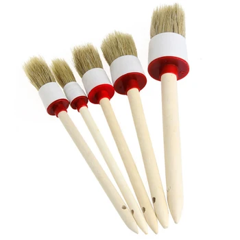 

5Pcs/set Soft Car SUV Detailing Wheel Wood Handle Brushes for Cleaning Dash Trim Seats