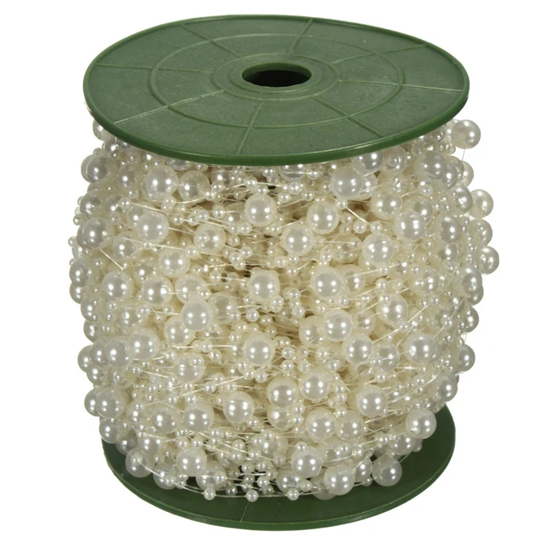 

60M Fishing Line Pearls Chain Pearl Beads Chain Garland Wedding Decor 2 Colors