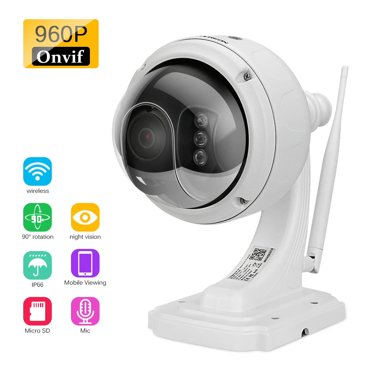 

FLOUREON 1.3MP 960P WiFi Wireless CCTV Camera IP66 Outdoor Ceiling Dome Camera Security Surveillance Camera IR Led Night Vision