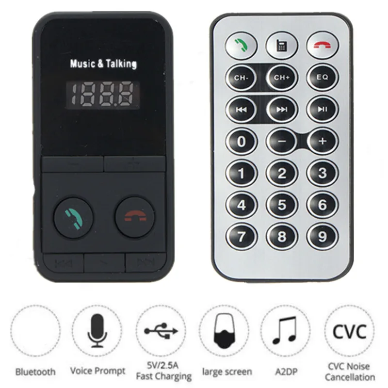 

KROAK bluetooth Car Kit MP3 Player MIC FM Transmitter Radio Modulator SD USB Mini LCD Remote