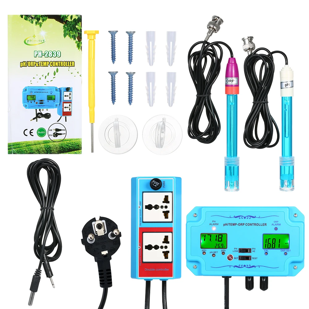 

Professional 3 in 1 pH/ORP/TEMP Controller Water Quality Detector with Separate Relays Electrode Type Probe Water Quality Tester