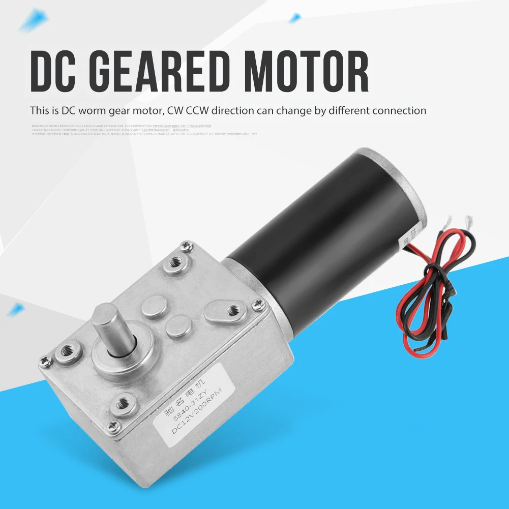 

Geared Motor 5840-31ZY Permanent Magnet DC Turbo Worm Gear Motor Gearbox with self-locking Reversed Reduction Motor 12V 200RPM