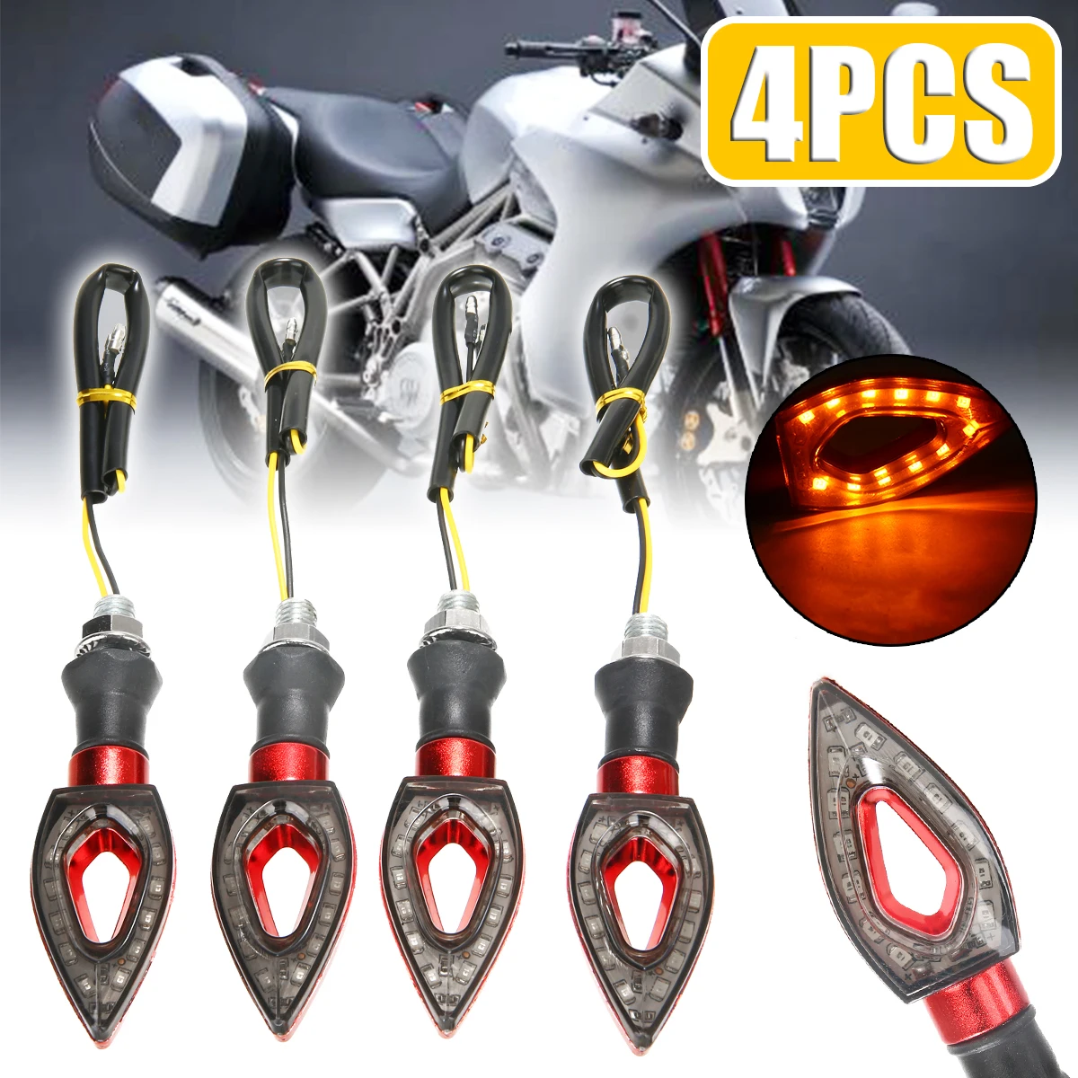 

Mayitr 4pcs Universal Motorcycle Amber LED Turn Signal Light Indicators Blinker Universal fits for all Motorcycles