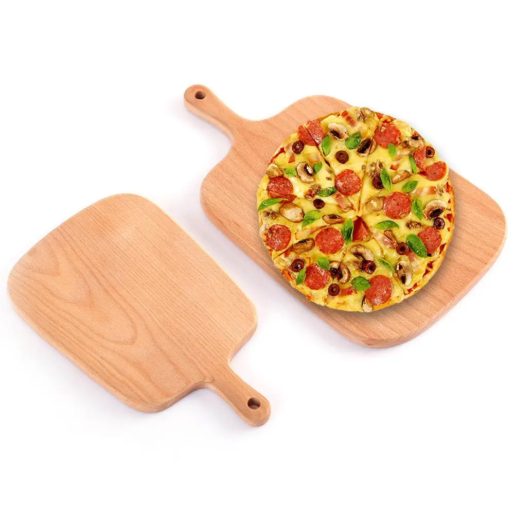 Wood Homemade Pizza Paddle Peel Breads Baking Cheese Cutting Serving Board Plate -in Sushi Tools