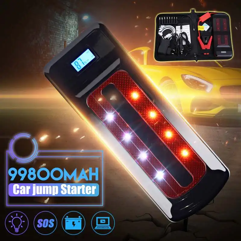 

Protable 99800mAh Power Bank USB Power 12V Car Jump Starter Smart Clip Car Emergency Start Power LED Light Bar