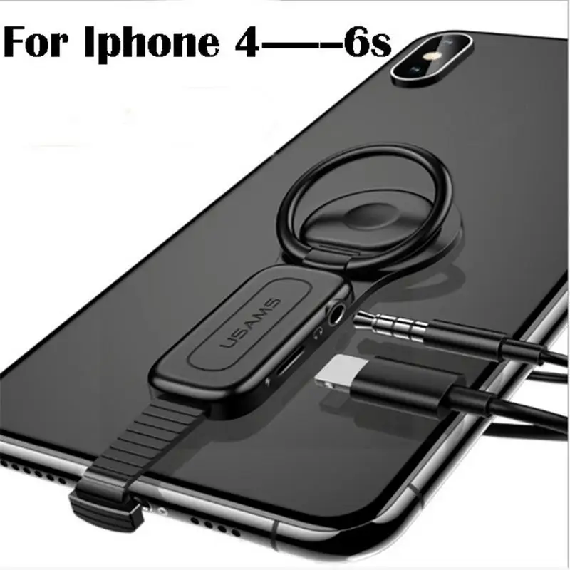 Кольцевой адаптер держатель для IPhone Phone AUX наушников Lightning 2 в 1 кабель зарядки