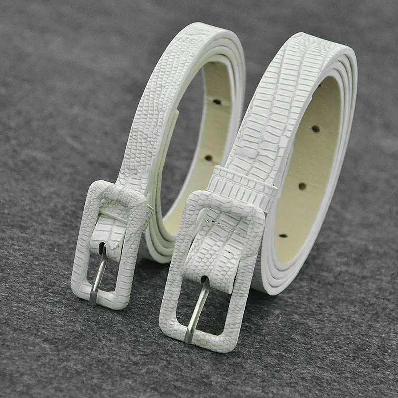 

Vintage Black White Yellow Hollow PU Leather Solid Belts For Women Female Silvery Mental Pin Buckle Waistband Jeans Belt