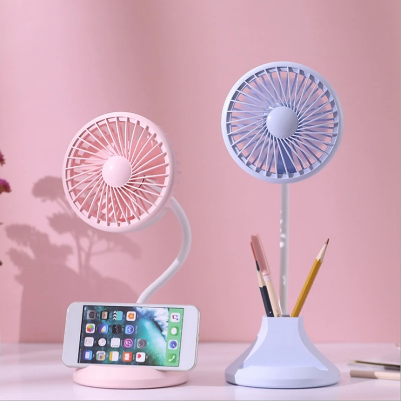 USB Rechargeable Desktop Desk Lamp Fan Student Learning Multi-Function Pen Holder Table Lamp Fan For Home Office Best Gift