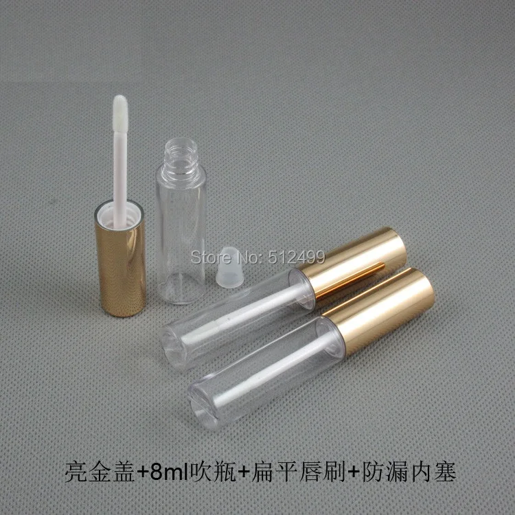10/30/50/100pcs 8ml Empty Makeup DIY Lip gloss bottle with bright gold and silver lid clear plastic tube | Красота и здоровье
