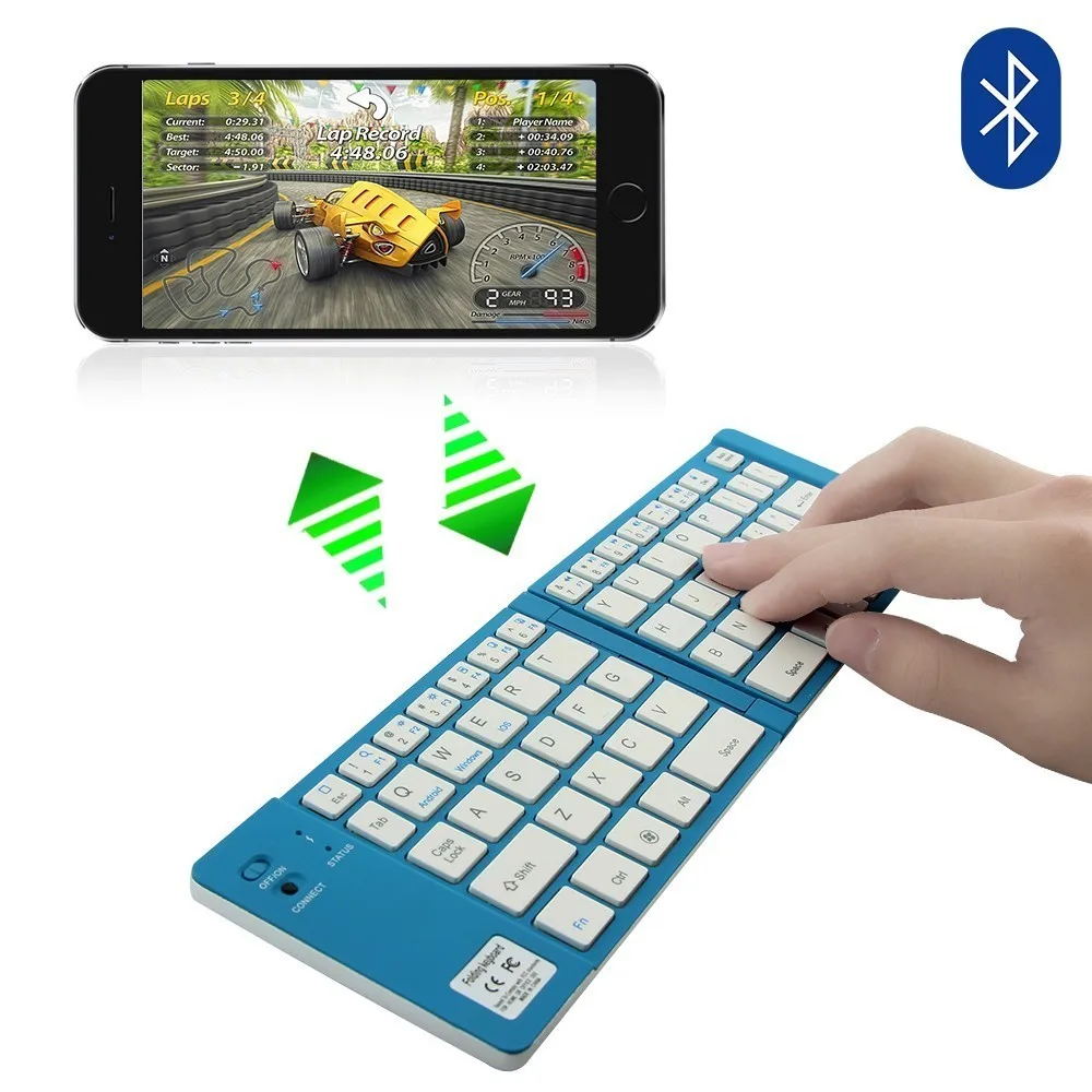 

Portable Folding Bluetooth Wireless Keyboard Mini Rechargeable Foldable BT Keypad for Windows Android iOS Tablet PC