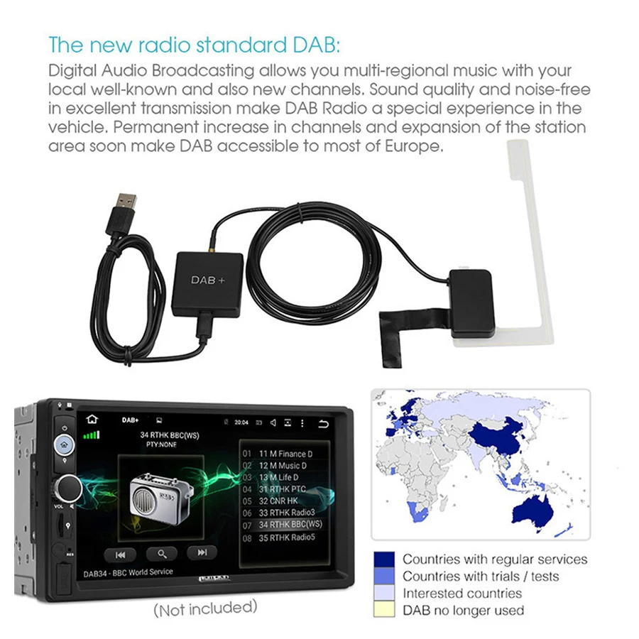  DAB + caja de receptor de transmisión de Audio Digital adaptador USB sintonizador de antena de Radi