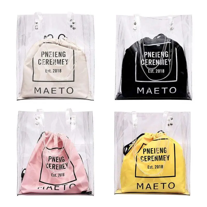 

Fashion Female Handbag PVC Transparent Shoulder Bags for Women Casual Shopping Bag Beach Ladies Shoulder Totes Big Bolsos Z70