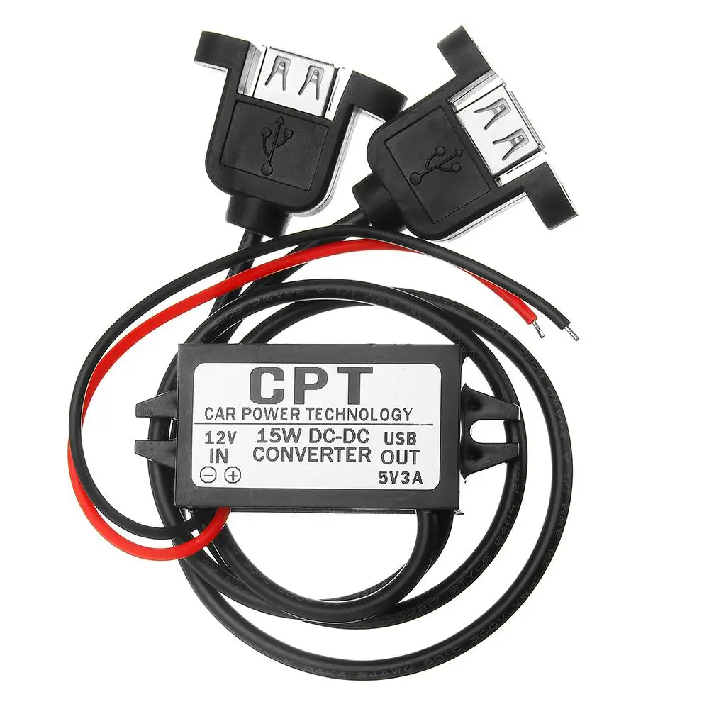 

LEORY Double Dual 12V To 5V 3A 15W USB Output Power Adapter for Arduino DC DC Converter Module USB Female Charger