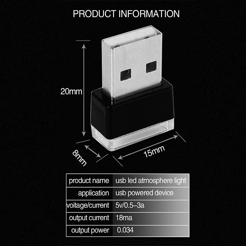 1 шт. автомобильное USB светодиодный атмосфера огни декоративные лампы аварийного освещения Универсальный PC Портативный Plug And Play Зажигалка для сигарет