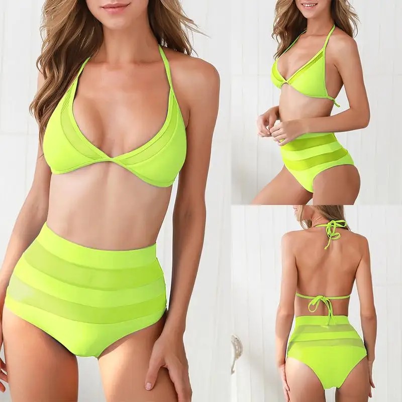 Misswim Полосатый Сексуальный плавание костюм женский высокая Талия бикини 2019 плюс