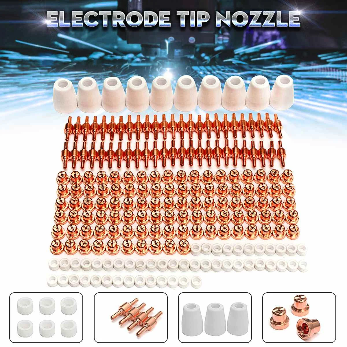 

210pcs PT-31 LG40 Air LG40 Plasma Cutting Cutter Accessor Electrode Nozzle For Plasma Cutting Machines