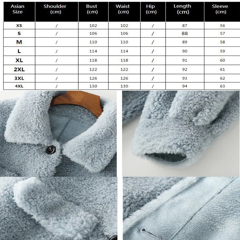 Real Fur Coat Shearing Jacket Sheepskin Winter Coat Women 2018 Lamb Wool Korean Single-breasted Thick Warm Long Overcoat OKD574