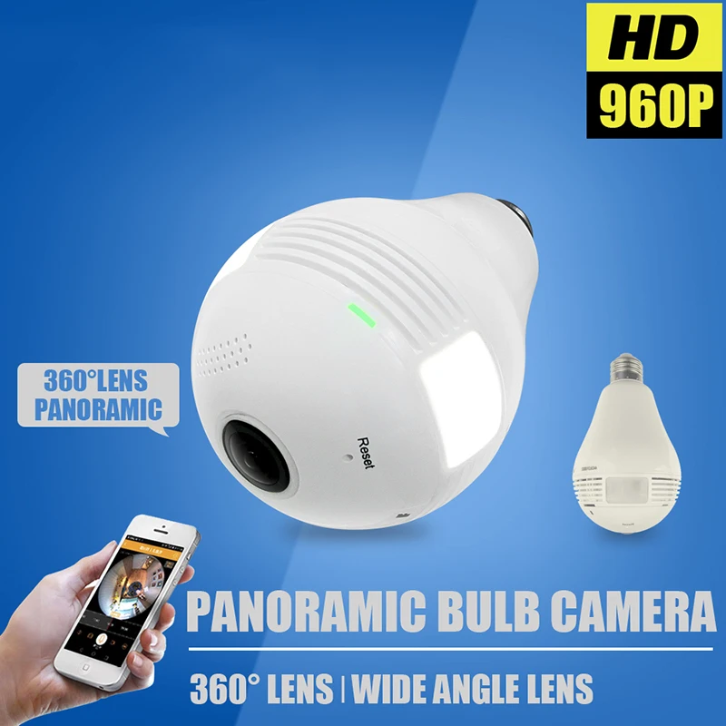 

LED Light 960P Wireless IP Camera Panoramic Home Security WiFi CCTV Fisheye Bulb Lamp 360 Degree Home Security Burglar