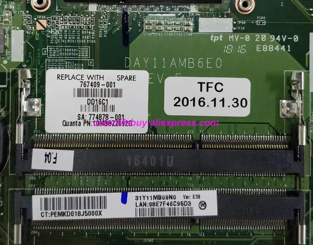 حقيقية 767409-001 767409-501 UMA w i5-4210U CPU DAY11AMB6E0 محمول لوحة رئيسية لأجهزة HP 17-F سلسلة 17T-F000 الكمبيوتر الدفتري