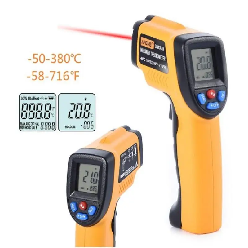 

-50-380C Non-Contact Digital LCD Infrared Thermometer Gun IR Laser Point Thermal Infrared Imaging Temperature Handheld Pyrometer