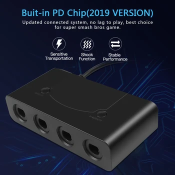 

Hot Portable USB Adapter Converter 4 Ports For Wii-U PC Switch Converter For PC Game Accessory For GameCube Controllers