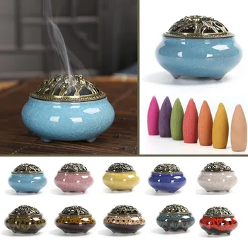 

14 Style Ermakova Ceramic Coil Tower Incense Burners Porcelain Round Sandalwood Censer Bowl Temple Censer Figurine Incense Gift