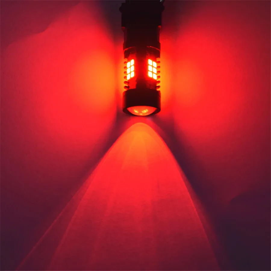 

1 Pair 3157 Red Stop Brake Flash Strobe Blinking Rear Alert Safety 21 LED Light Bulbs Brake Tail Stop Lights