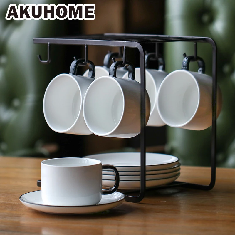 

Coffee cup set Simple European with style cup holders high quality Afternoon tea Bone china