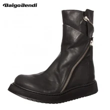 Рекомендуем! Ботинки до середины икры с двойной молнией и цепочкой; мужские кожаные ботинки в байкерском стиле; плюшевые зимние ботинки на меху; мужская теплая зимняя обувь